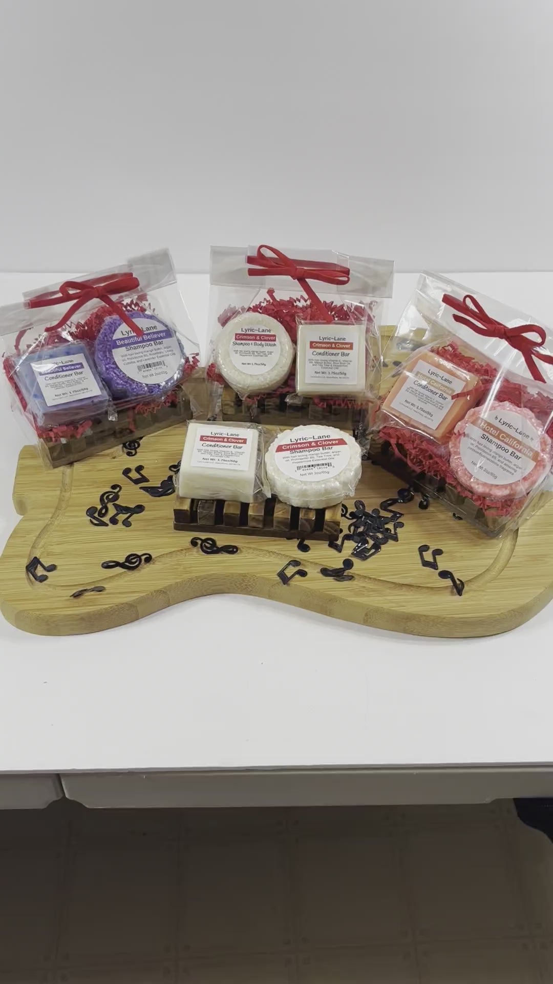 Hair Care Gift Sets- Shampoo, Conditioner & Wood Soap Dish