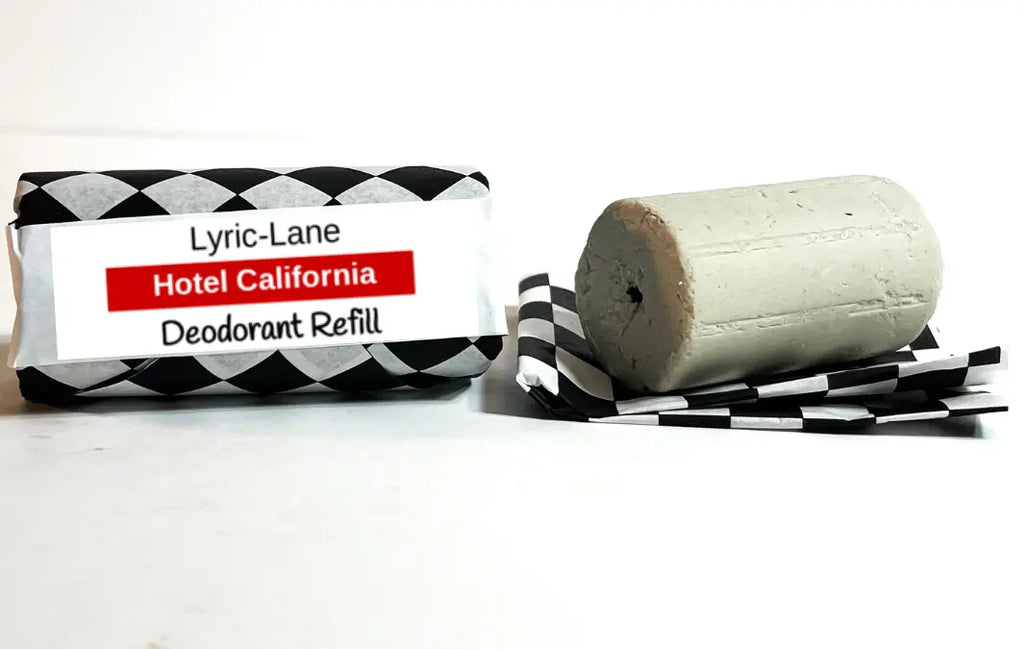 Lyric-Lane Deodorant Tube & Refill Quick Shop featuring Hotel California natural deodorant refill bar.
