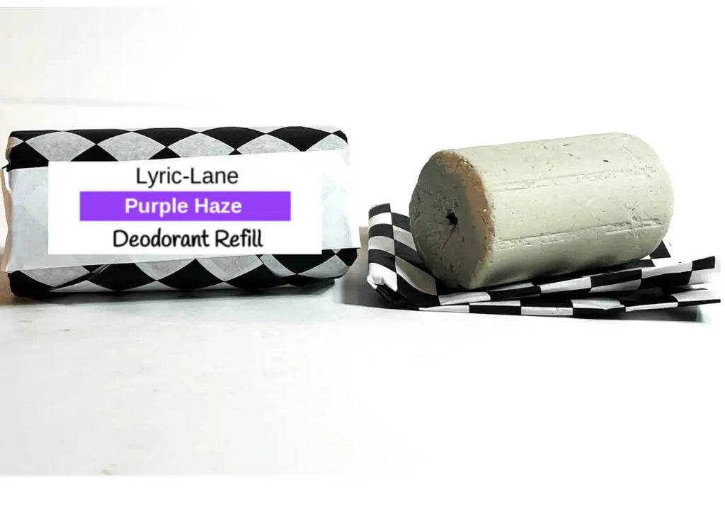 Lyric-Lane Deodorant Tube & Refill Quick Shop showing Purple Haze refill bar with eco-friendly packaging