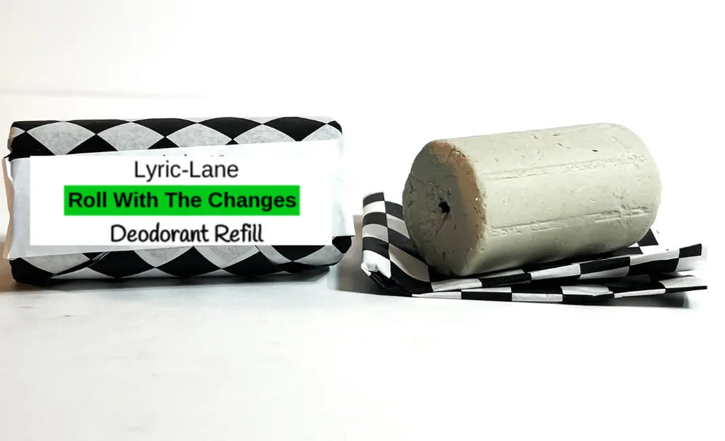 Lyric-Lane Deodorant Tube & Refill Quick Shop featuring Roll With The Changes refill on checkered cloth.
