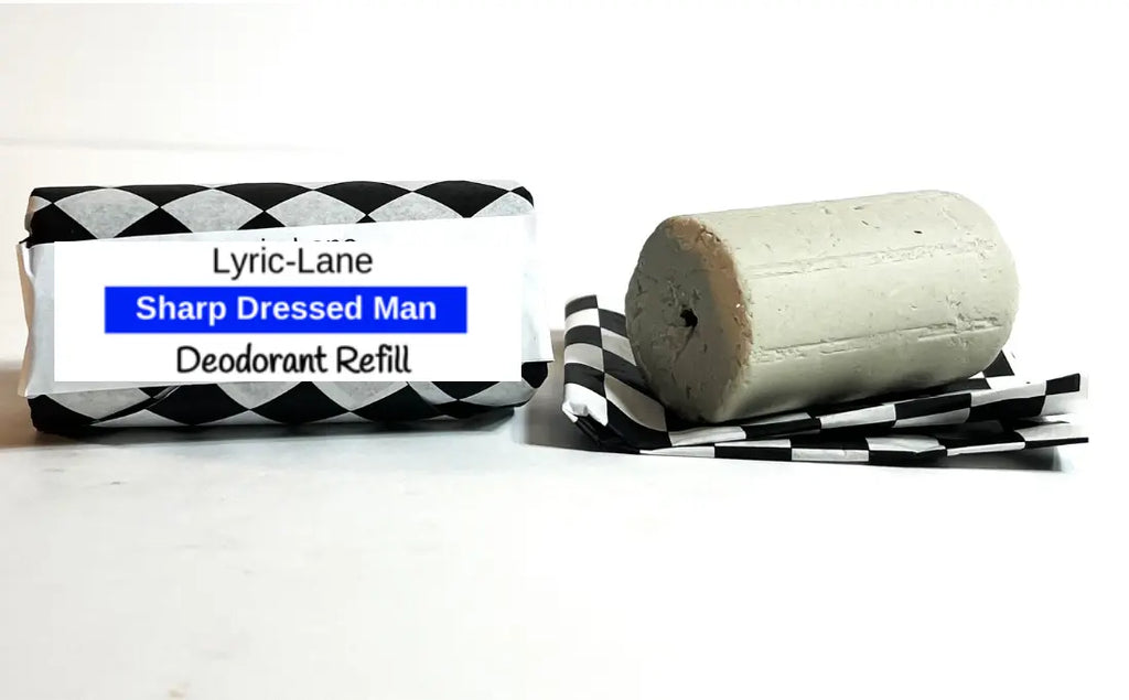 Lyric-Lane Deodorant Tube & Refill Quick Shop featuring Sharp Dressed Man natural deodorant refill bar.