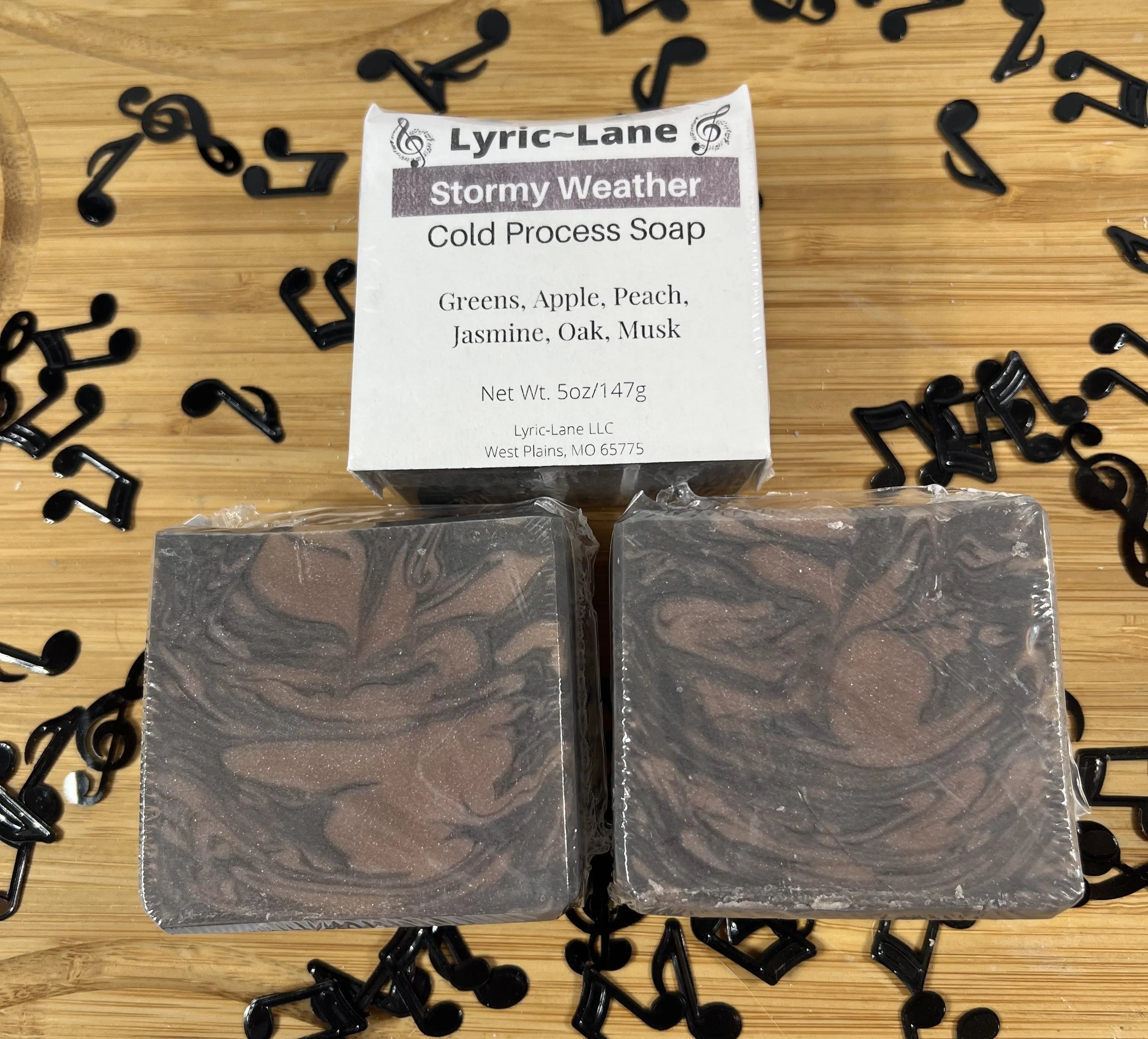 Lyric-Lane Artisan Soap Gift Sets-Soap Bar, Soap Bag, & Soap Dish with Stormy Weather cold process soap bars.