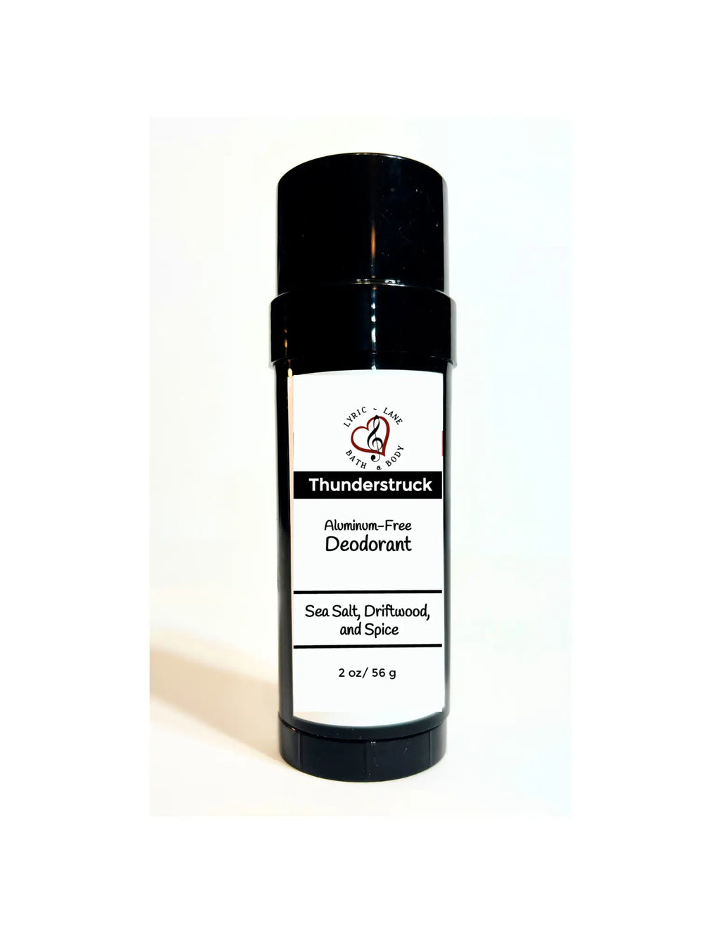 Lyric-Lane Deodorant Tube & Refill Quick Shop in Thunderstruck scent with sea salt and spice, aluminum-free formula.